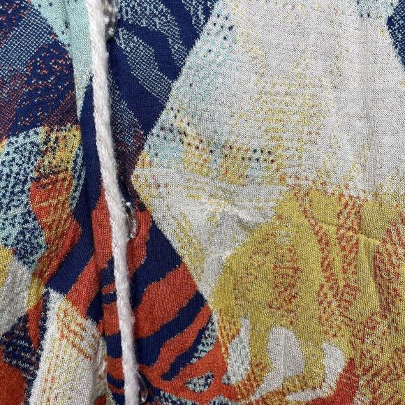 ALDOMARTINS Cardigan Womens 16 Orange Blue Geometric Wool Blend Naeba - Picture 5 of 10